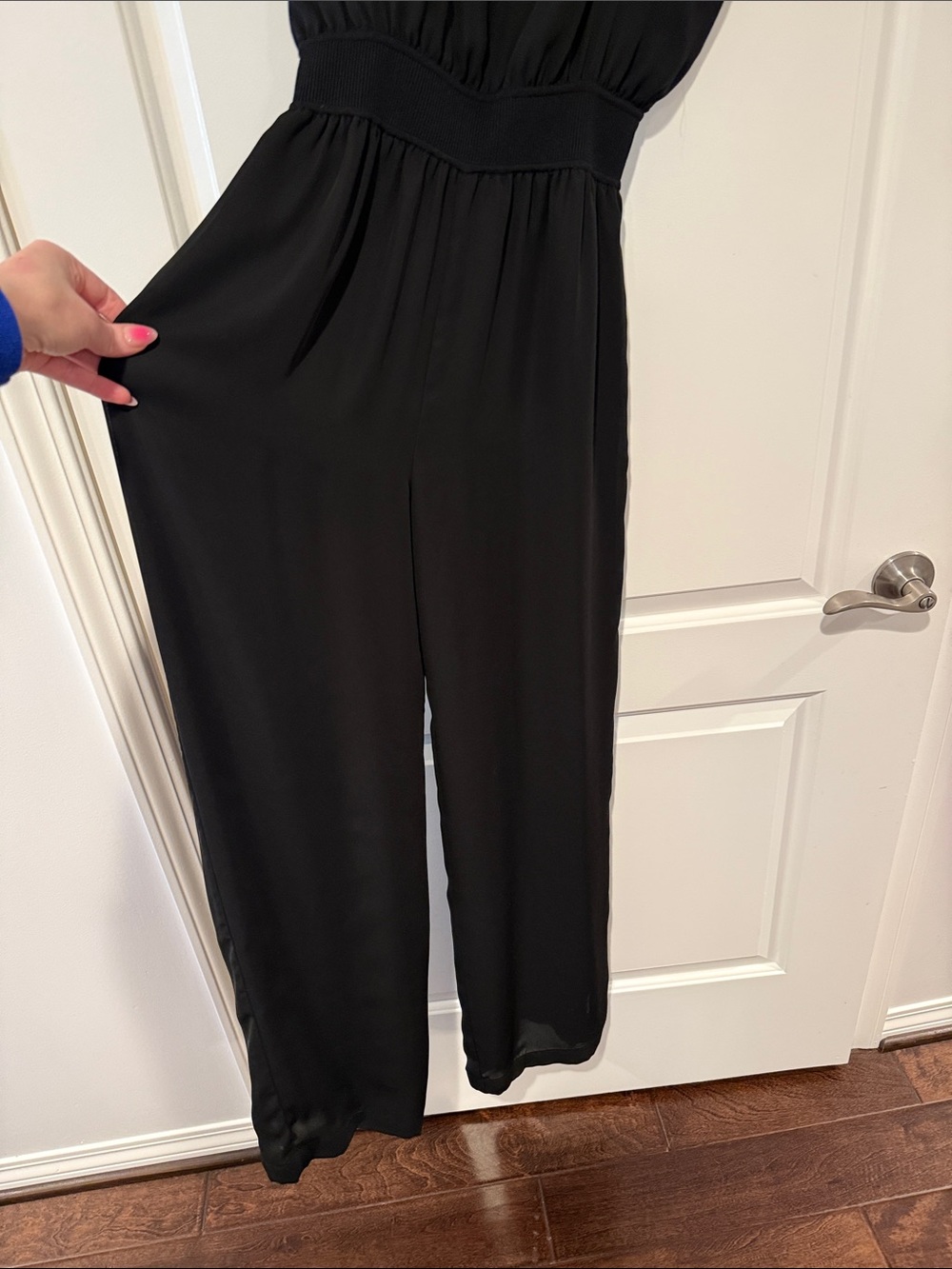 Aritzia Little Moon Black Spaghetti Strap Wide-Leg Flowy Jumpsuit